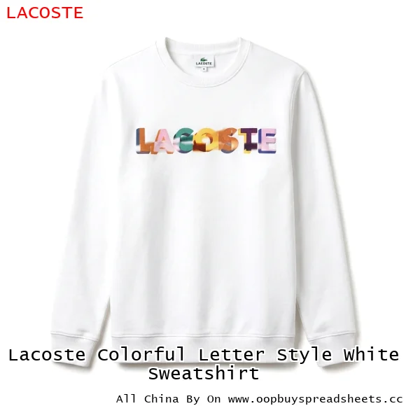 Lacoste Colorful Letter Style White Sweatshirt