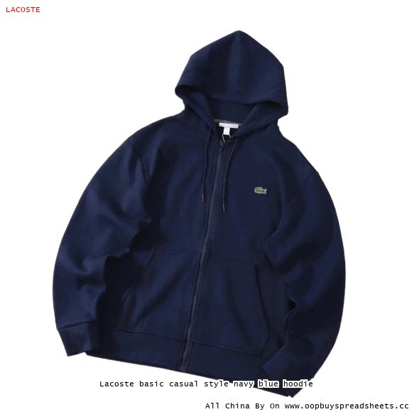 Lacoste basic casual style navy blue hoodie