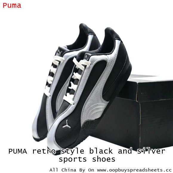 PUMA retro style black and silver sports shoes