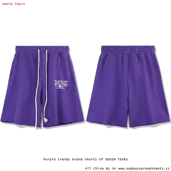 Purple trendy brand shorts of DENIM TEARS