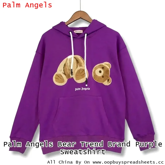 Palm Angels Bear Trend Brand Purple Sweatshirt