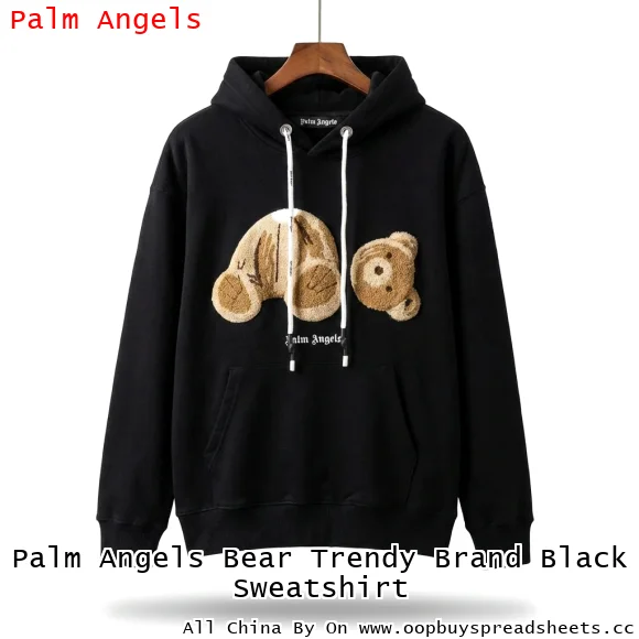 Palm Angels Bear Trendy Brand Black Sweatshirt
