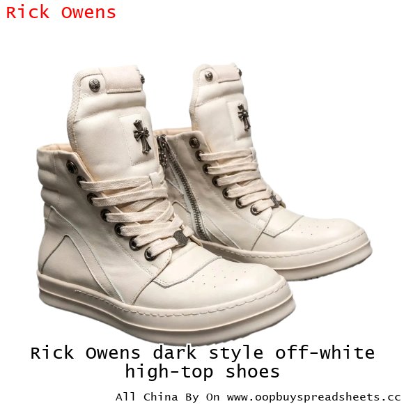 Rick Owens dark style off-white high-top shoes