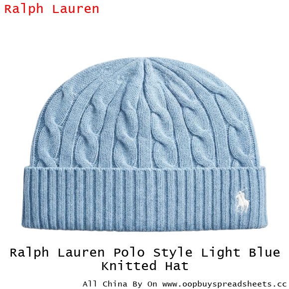 Ralph Lauren Polo Style Light Blue Knitted Hat