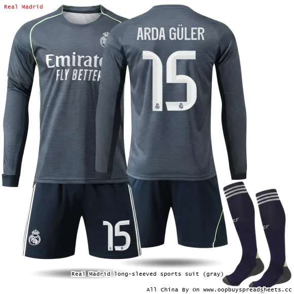 Real Madrid long-sleeved sports suit (gray)