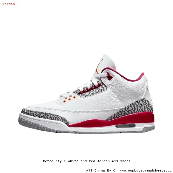 Retro Style White and Red Jordan AJ3 Shoes