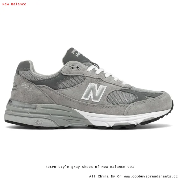 Retro-style gray shoes of New Balance 993