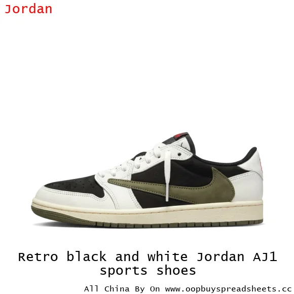 Retro black and white Jordan AJ1 sports shoes