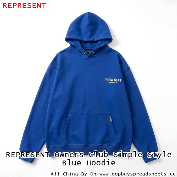 REPRESENT Owners Club Simple Style Blue Hoodie
