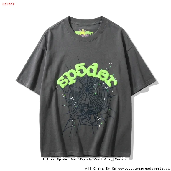Sp5der Spider Web Trendy Cool Gray T-shirt