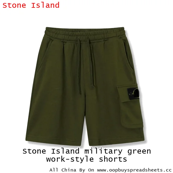 Stone Island military green work-style shorts