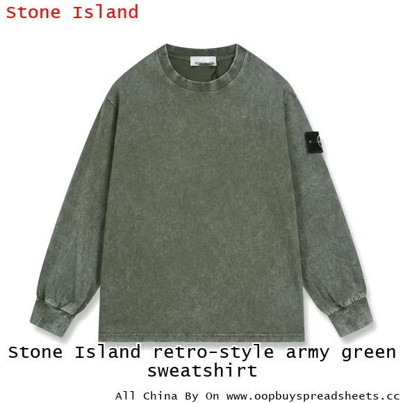 Stone Island retro-style army green sweatshirt