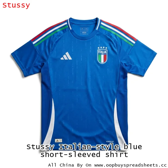 Stussy Italian-style blue short-sleeved shirt