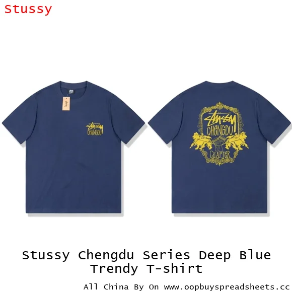 Stussy Chengdu Series Deep Blue Trendy T-shirt
