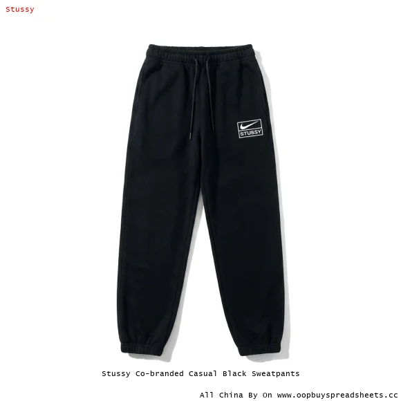 Stussy Co-branded Casual Black Sweatpants
