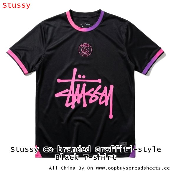Stussy Co-branded Graffiti-style Black T-shirt