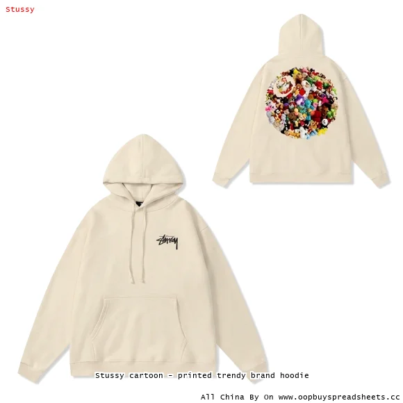Stussy cartoon - printed trendy brand hoodie