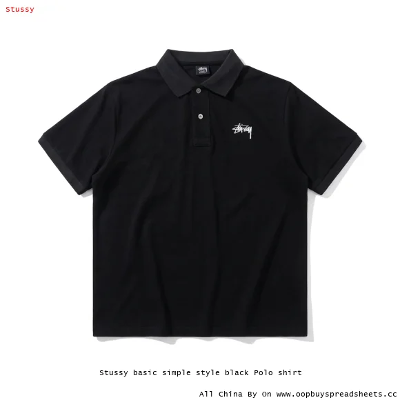 Stussy basic simple style black Polo shirt