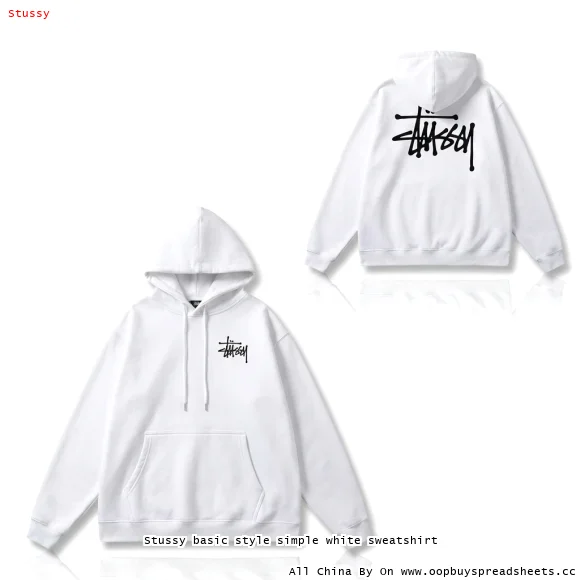 Stussy basic style simple white sweatshirt