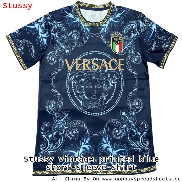 Stussy vintage printed blue short-sleeve shirt