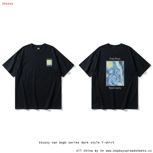 Stussy Van Gogh series dark style T-shirt