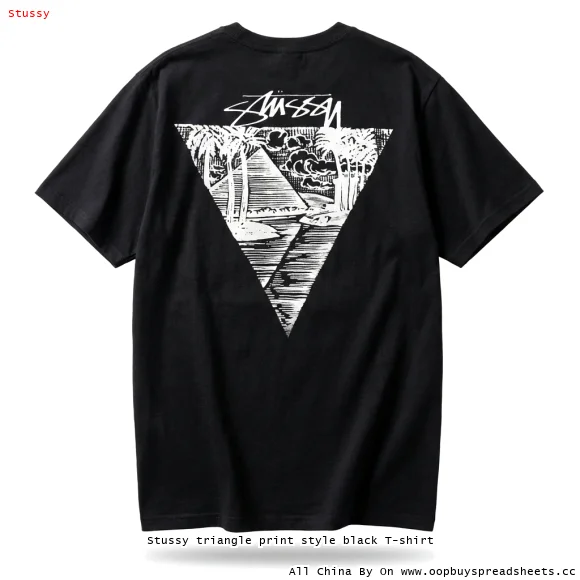 Stussy triangle print style black T-shirt