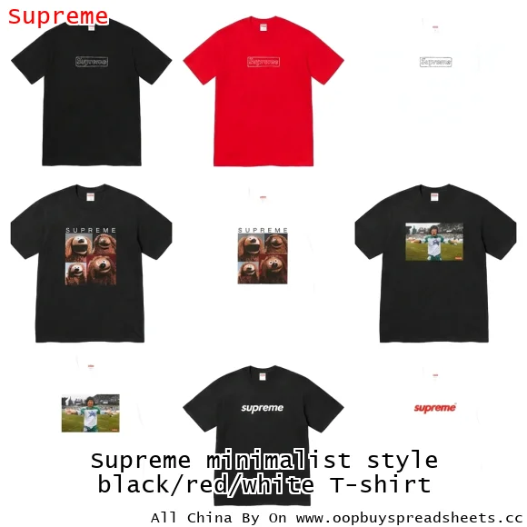 Supreme minimalist style black/red/white T-shirt