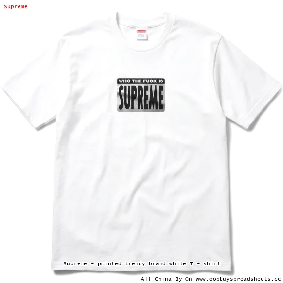 Supreme - printed trendy brand white T - shirt