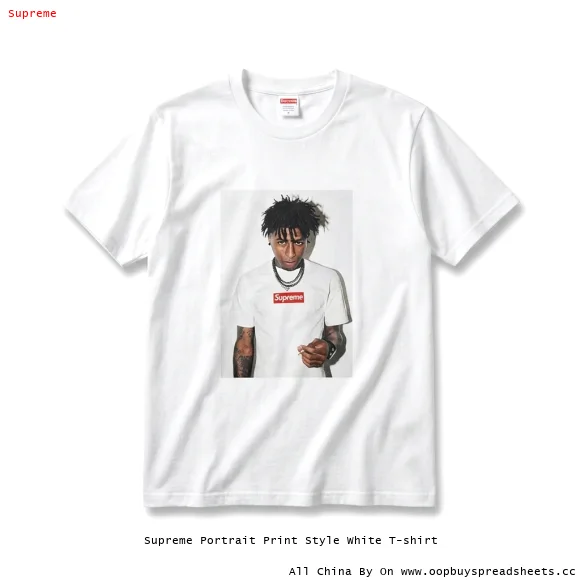 Supreme Portrait Print Style White T-shirt