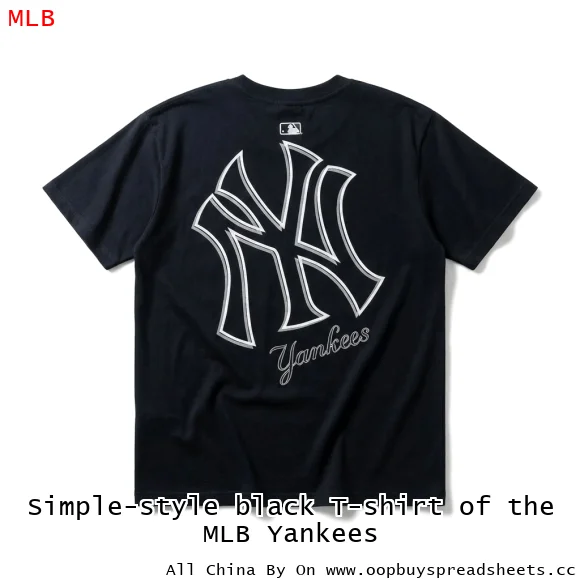 Simple-style black T-shirt of the MLB Yankees