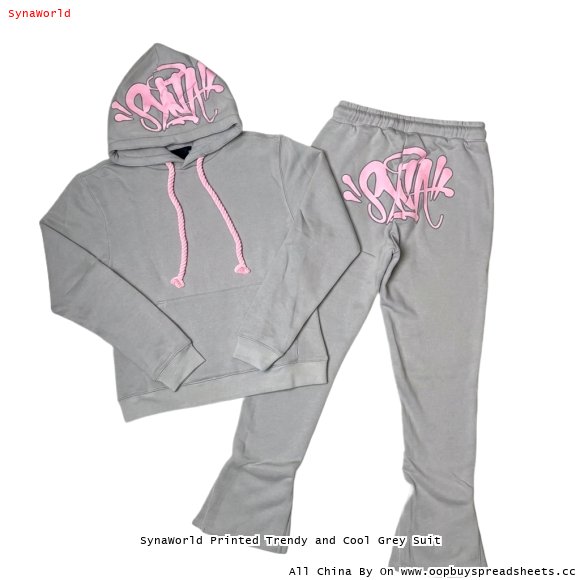 SynaWorld Printed Trendy and Cool Grey Suit