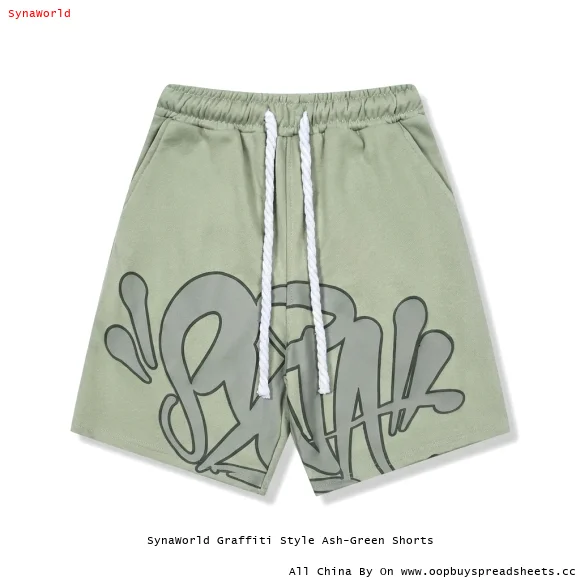 SynaWorld Graffiti Style Ash-Green Shorts
