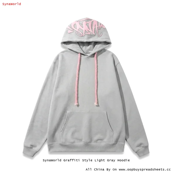 SynaWorld Graffiti Style Light Gray Hoodie