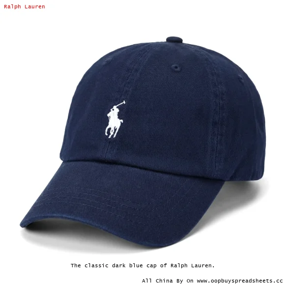 The classic dark blue cap of Ralph Lauren.