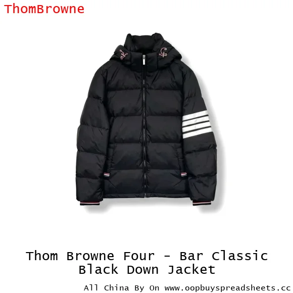 Thom Browne Four - Bar Classic Black Down Jacket