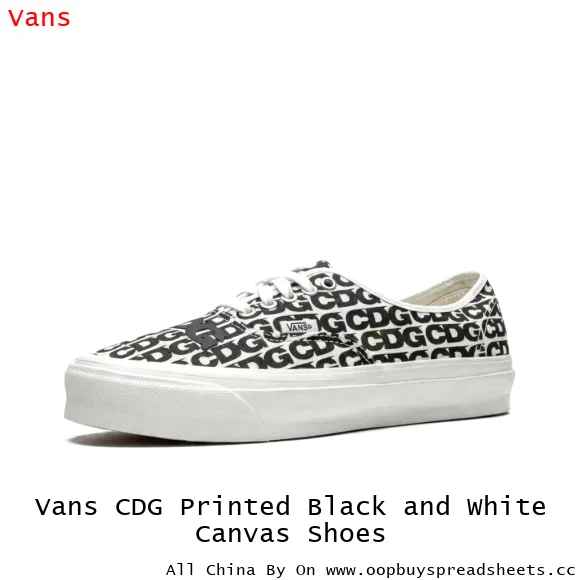 Vans CDG Printed Black and White Canvas Shoes