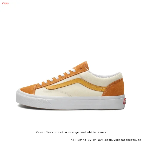 Vans classic retro orange and white shoes