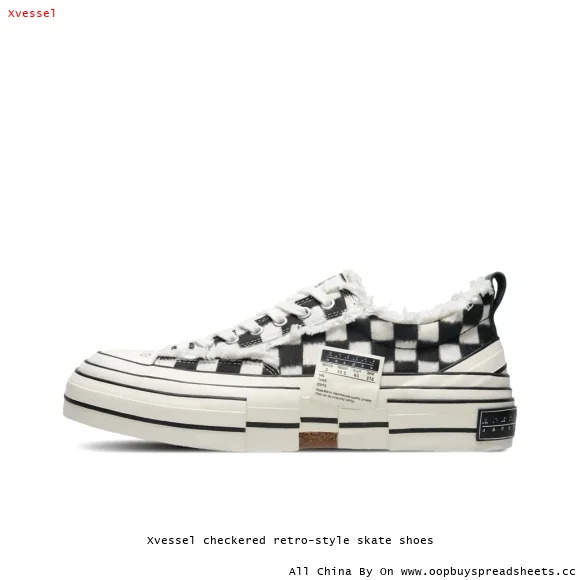 Xvessel checkered retro-style skate shoes