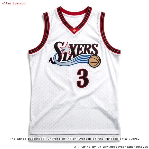 The white basketball uniform of Allen Iverson of the Philadelphia 76ers.