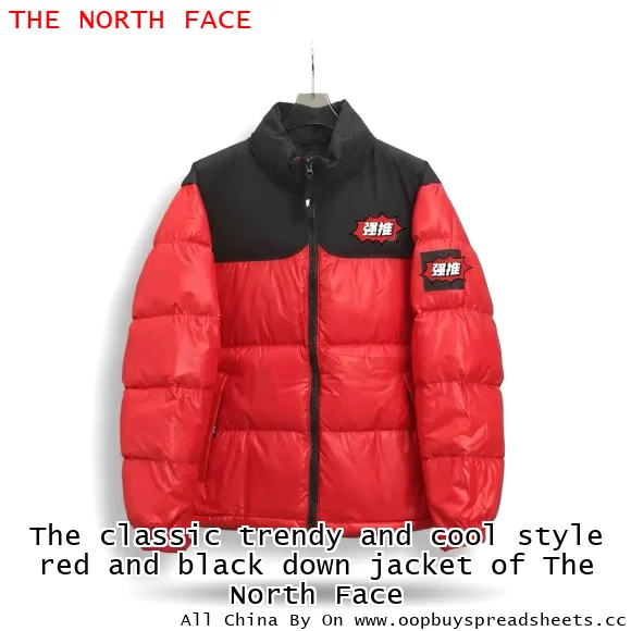 The classic trendy and cool style red and black down jacket of The North Face