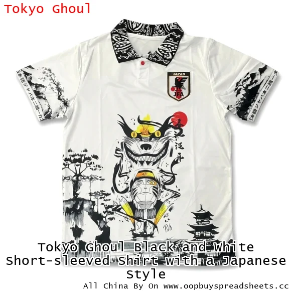 Tokyo Ghoul Black and White Short-sleeved Shirt with a Japanese Style
