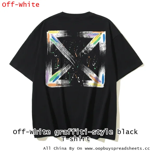 Off-White graffiti-style black T-shirt
