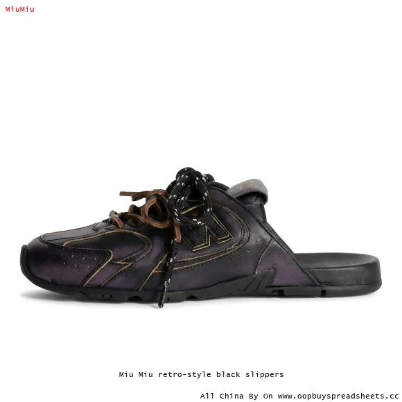 Miu Miu retro-style black slippers
