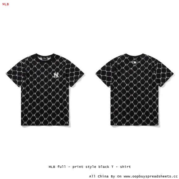 MLB full - print style black T - shirt