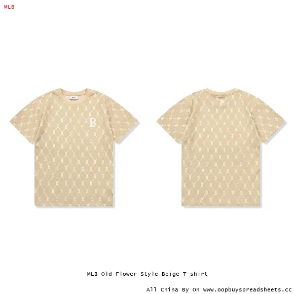 MLB Old Flower Style Beige T-shirt