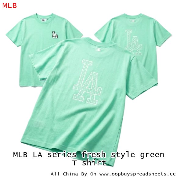 MLB LA series fresh style green T-shirt