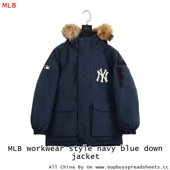 MLB workwear style navy blue down jacket