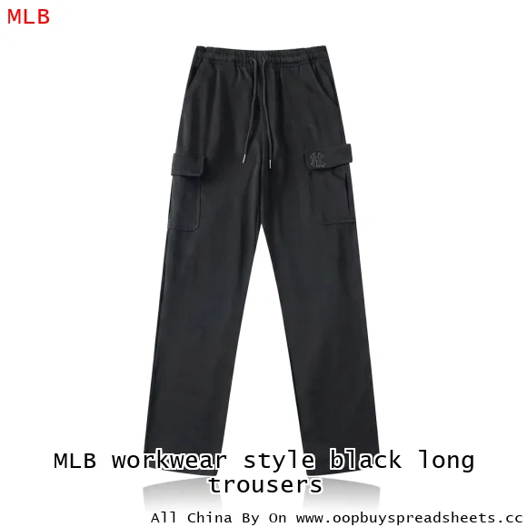 MLB workwear style black long trousers
