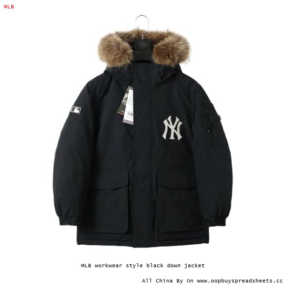 MLB workwear style black down jacket