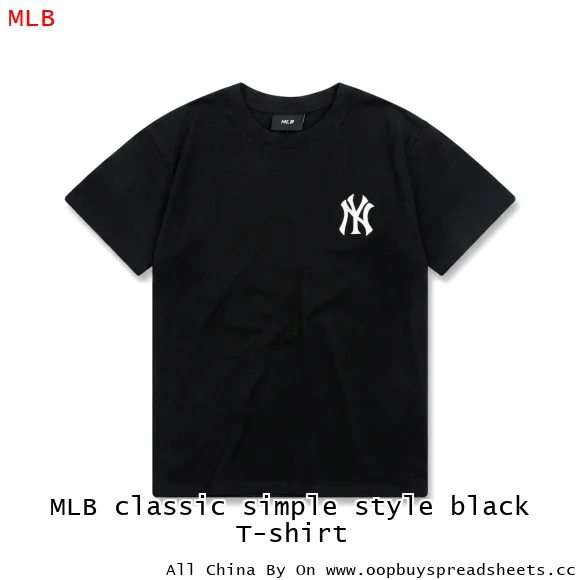 MLB classic simple style black T-shirt